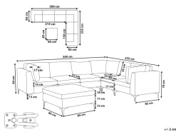 Sohvat<Beliani 6-Istuttava Kulmasohva Ja Rahi Sametti Vasenk. Laivastonsininen Evja
