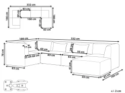 Sohvat<Beliani 5-Istuttava Kulmasohva Ja Rahi Vakosametti Oikeak. Ruskeanharmaa Lemvig
