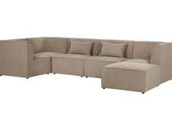 Sohvat<Beliani 5-Istuttava Kulmasohva Ja Rahi Vakosametti Oikeak. Ruskeanharmaa Lemvig