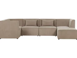 Sohvat<Beliani 5-Istuttava Kulmasohva Ja Rahi Vakosametti Oikeak. Ruskeanharmaa Lemvig