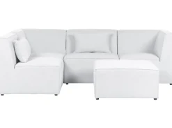 Best Sale Beliani 4-Istuttava Kulmasohva Ja Rahi Vakosametti Oikeak. Luonnonvalkoinen Lemvig
