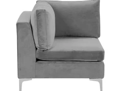 Sohvat<Beliani 5-Istuttava Kulmasohva Ja Rahi Sametti Vasenk. Harmaa Evja