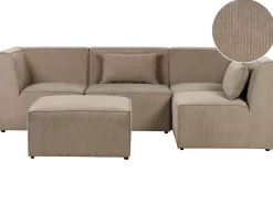 Sohvat<Beliani 4-Istuttava Kulmasohva Ja Rahi Vakosametti Vasenk. Ruskeanharmaa Lemvig