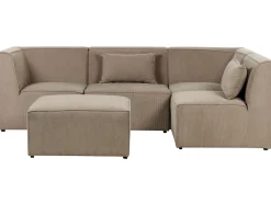 Sohvat<Beliani 4-Istuttava Kulmasohva Ja Rahi Vakosametti Vasenk. Ruskeanharmaa Lemvig