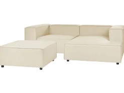 Cheap Beliani 2-Istuttava Kulmasohva Ja Rahi Pellava Vasenk. Beige Aprica