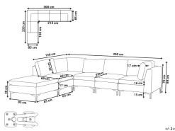 Shop Beliani 5-Istuttava Kulmasohva Ja Rahi Sametti Oikeak. Harmaa Evja