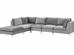 Shop Beliani 5-Istuttava Kulmasohva Ja Rahi Sametti Oikeak. Harmaa Evja