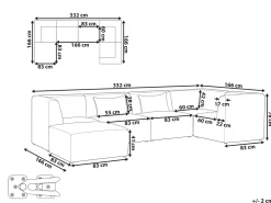 Fashion Beliani 5-Istuttava Kulmasohva Ja Rahi Vakosametti Vasenk. Luonnonvalkoinen Lemvig
