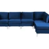 Sohvat<Beliani 5-Istuttava Kulmasohva Ja Rahi Sametti Vasenk. Laivastonsininen Evja