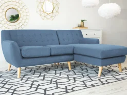 Best Sale Beliani 3-Istuttava Kulmasohva Kangas Vasenk. Sininen Motala