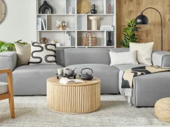 Discount Beliani 3-Istuttava Kulmasohva Kangas Vasenk. Vaaleanharmaa Dolva