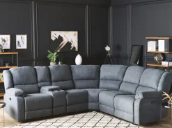 Sohvat<Beliani 5-Istuttava Kulmasohva Kangas Sahkosaadettava Usb-Portti Tummanharmaa Rokke