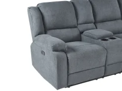 Sohvat<Beliani 5-Istuttava Kulmasohva Kangas Sahkosaadettava Usb-Portti Tummanharmaa Rokke