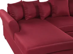 Sohvat<Beliani 3-Istuttava Kulmasohva Kangas Oikeak. Tummanpunainen Vikna