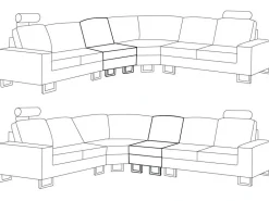 Sohvat<Beliani 6-Istuttava Kulmasohva Kangas Vasenk. Vaaleanharmaa Stockholm