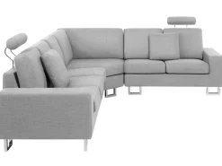 Sohvat<Beliani 6-Istuttava Kulmasohva Kangas Vasenk. Vaaleanharmaa Stockholm