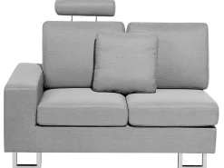 Sohvat<Beliani 6-Istuttava Kulmasohva Kangas Vasenk. Vaaleanharmaa Stockholm