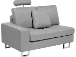 Sohvat<Beliani 6-Istuttava Kulmasohva Kangas Vasenk. Vaaleanharmaa Stockholm