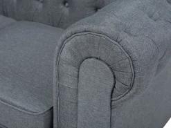 Sohvat<Beliani 6-Istuttava Kulmasohva Kangas Vasenk. Vaaleanharmaa Chesterfield