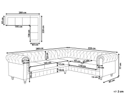 Sohvat<Beliani 6-Istuttava Kulmasohva Kangas Vasenk. Vaaleanharmaa Chesterfield