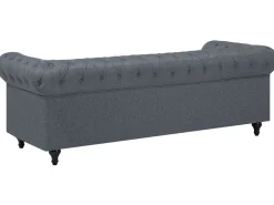 Sohvat<Beliani 6-Istuttava Kulmasohva Kangas Vasenk. Vaaleanharmaa Chesterfield