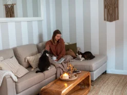 Best Sale Beliani 4-Istuttava Kulmasohva Kangas Oikeak. Beige Oslo