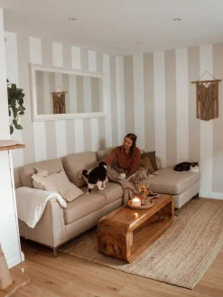 Best Sale Beliani 4-Istuttava Kulmasohva Kangas Oikeak. Beige Oslo