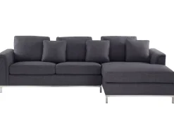 Sohvat<Beliani 4-Istuttava Kulmasohva Kangas Vasenk. Tummanharmaa Oslo