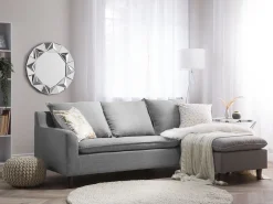 Online Beliani 4-Istuttava Kulmasohva Kangas Kaannettava Vaaleanharmaa Elvenes