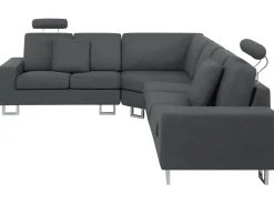 Sohvat<Beliani 6-Istuttava Kulmasohva Kangas Oikeak. Tummanharmaa Stockholm
