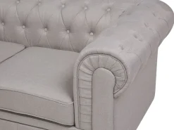 Outlet Beliani 6-Istuttava Kulmasohva Kangas Vasenk. Beige Chesterfield
