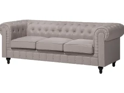 Outlet Beliani 6-Istuttava Kulmasohva Kangas Vasenk. Beige Chesterfield
