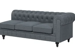 Flash Sale Beliani 6-Istuttava Kulmasohva Kangas Oikeak. Vaaleanharmaa Chesterfield