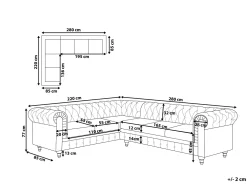 Flash Sale Beliani 6-Istuttava Kulmasohva Kangas Oikeak. Vaaleanharmaa Chesterfield