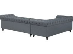 Flash Sale Beliani 6-Istuttava Kulmasohva Kangas Oikeak. Vaaleanharmaa Chesterfield