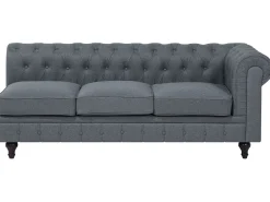 Flash Sale Beliani 6-Istuttava Kulmasohva Kangas Oikeak. Vaaleanharmaa Chesterfield