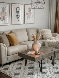 Sohvat<Beliani 4-Istuttava Kulmasohva Kangas Vasenk. Beige Oslo