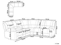 Sohvat<Beliani 5-Istuttava Kulmasohva Kangas Sahkosaadettava Usb-Portti Ruskeanharmaa Rokke