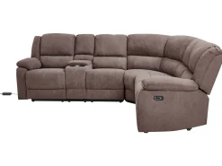 Sohvat<Beliani 5-Istuttava Kulmasohva Kangas Sahkosaadettava Usb-Portti Ruskeanharmaa Rokke