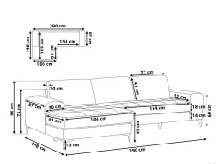 Sohvat<Beliani 4-Istuttava Kulmasohva Kangas Oikeak. Tummanharmaa Kiruna