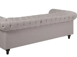 Sohvat<Beliani 6-Istuttava Kulmasohva Kangas Oikeak. Beige Chesterfield