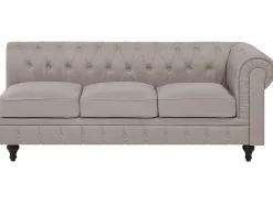 Sohvat<Beliani 6-Istuttava Kulmasohva Kangas Oikeak. Beige Chesterfield