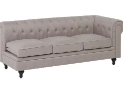 Sohvat<Beliani 6-Istuttava Kulmasohva Kangas Oikeak. Beige Chesterfield