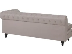 Sohvat<Beliani 6-Istuttava Kulmasohva Kangas Oikeak. Beige Chesterfield