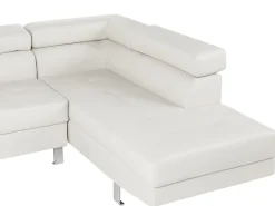 Online Beliani 5-Istuttava Kulmasohva Keinonahka Vasenk. Valkoinen Norrea
