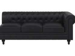 Store Beliani 6-Istuttava Kulmasohva Keinonahka Oikeak. Musta Chesterfield