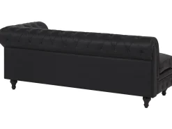 Store Beliani 6-Istuttava Kulmasohva Keinonahka Oikeak. Musta Chesterfield