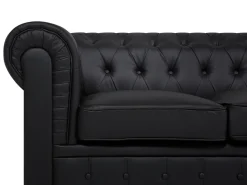 Store Beliani 6-Istuttava Kulmasohva Keinonahka Oikeak. Musta Chesterfield