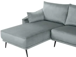 Sohvat<Beliani 3-Istuttava Kulmasohva Led-Valoilla Sametti Oikeak. Harmaa Varde