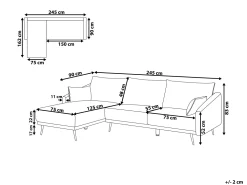 Sohvat<Beliani 3-Istuttava Kulmasohva Led-Valoilla Sametti Oikeak. Harmaa Varde